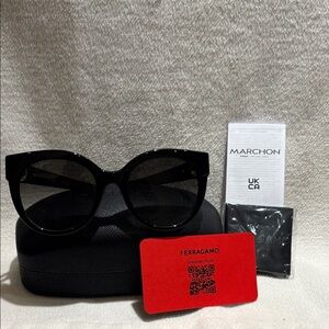 Salvatore Ferragamo Glossy Black Sunglasses